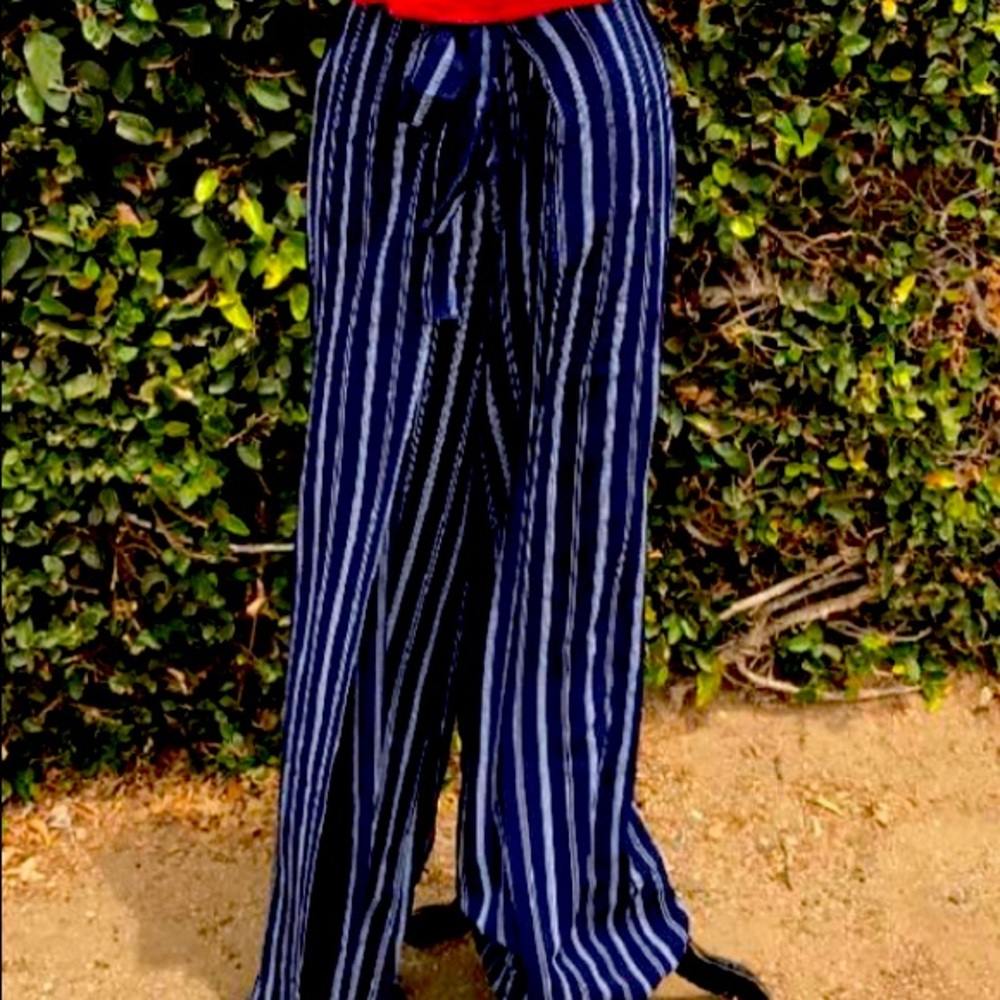 Blue pinstripe Flowey pants